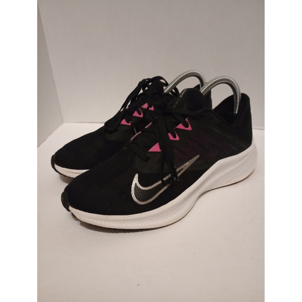 Nike Quest 3 Womens Size 7 Black White Pink Athletic Running Shoes Sneakers